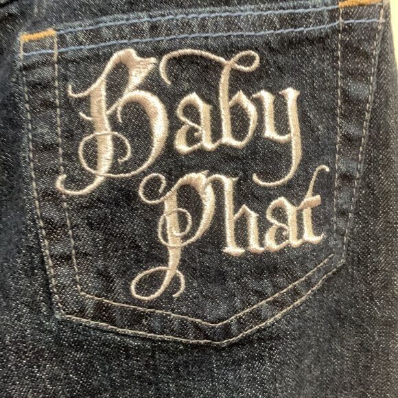 Baby Phat Girlz 10 Rolled Leg Gold Embroider And Hardware 5 Pockets Rami Cotton - Picture 8 of 12